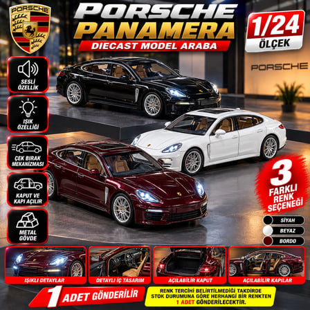 Porsche Panamera 1/24 Metal Gövdeli Sesli Işıklı Model Araba Çek Bırak 1 ADET