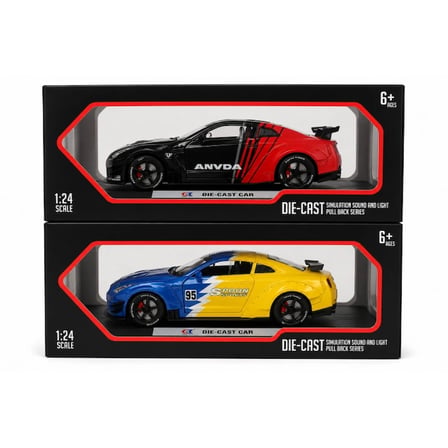 Nissan GT-R 1:24 Ölçek Metal Oyuncak Araba Sesli Işıklı Çek Bırak Spor Araba 1 ADET