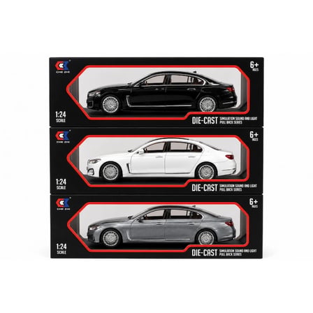 BMW 740 Metal Gövdeli 1/24 ÖLÇEK Sesli Işıklı Model Araba Çek Bırak 1 ADET