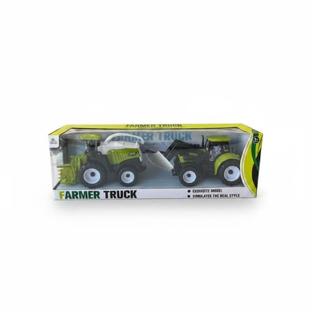 Oyuncak Traktör ve Biçerdöver 2'li Çiftlik Seti Farmer Truck Tarım Araçları