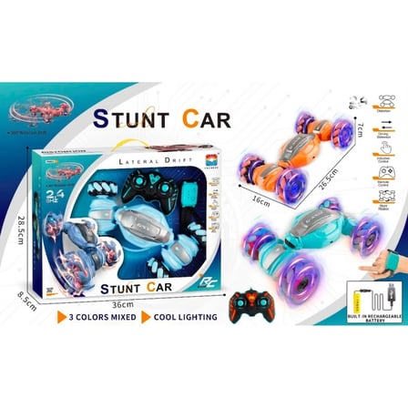 Saat Kontrollü Stunt Car 2.4GHz Kumandalı 360° Dönüşlü Işıklı Akrobatik Uzaktan Kumandalı Araba