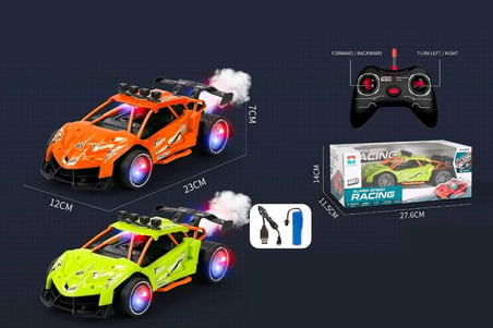 Şarjlı Racing Araba  6 Fonksiyonlu Duman Çıkaran Işıklı Uzaktan Kumandalı Yarış Arabası 1 Adet