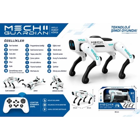 Mechi Yapay Zeka Robot Köpek 30 Fonksiyonlu 2.4GHz Kumandalı Akıllı Sesli Hareketli Robot Köpek