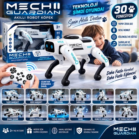Mechi Yapay Zeka Robot Köpek 30 Fonksiyonlu 2.4GHz Kumandalı Akıllı Sesli Hareketli Robot Köpek