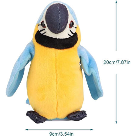 Pilli Ses Kayıt Edebilen Papağan Peluş 20 cm Konuşan Sevimli Oyuncak