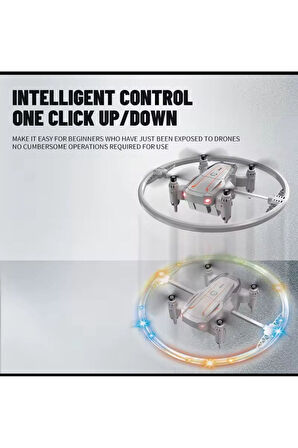 Katlanabilir Mini BK2 Drone Optik Akışlı LED Işıklı Tek Tuş Kalkış Katlanabilir Tasarım  RC Uzaktan Kumandalı DRONE