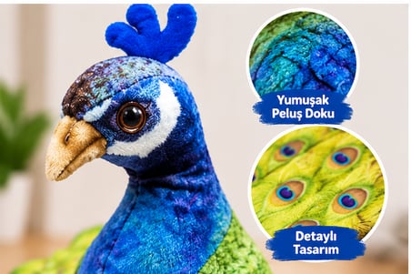 50 CM Peluş Tavus Kuşu Renkli ve Sevimli Dekoratif Peluş Oyuncak