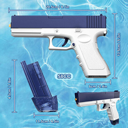 Elektrikli Otomatik Atış Yapan Çift Sarjörlü GLOCK Su Tabancası