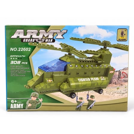 Askeri Helikopter Yapım Seti 308 Parça Savaş Helikopteri Asker Figürleri ve Detaylı Blok Seti