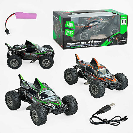 Assaulter 1:18 Yüksek Hızlı Işıklı Köpek Balığı Tasarımlı Uzaktan Kumandalı RC Araba