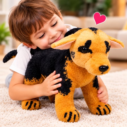 Sesli Peluş Köpek 40 CM Havlayan Gerçekçi Sevimli Köpek Oyuncak Kahverengi