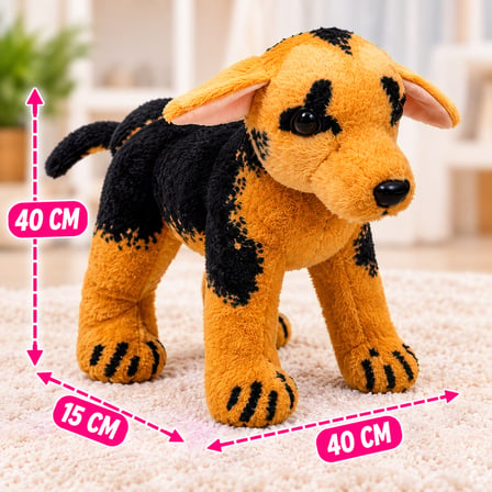Sesli Peluş Köpek 40 CM Havlayan Gerçekçi Sevimli Köpek Oyuncak Kahverengi