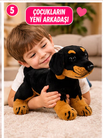 Sesli Peluş Köpek 40 CM Havlayan Gerçekçi Sevimli Köpek Oyuncak