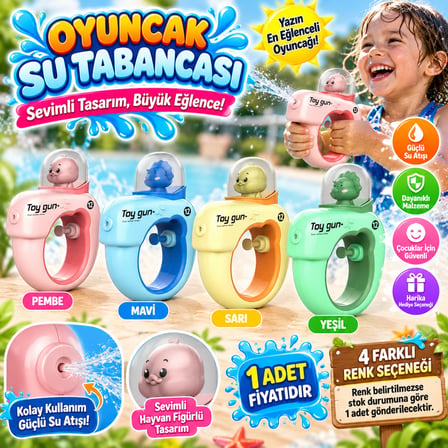 Sevimli Hayvan Figürlü Oyuncak Su Tabancası Eğlenceli Yaz Oyuncağı 1 Adet