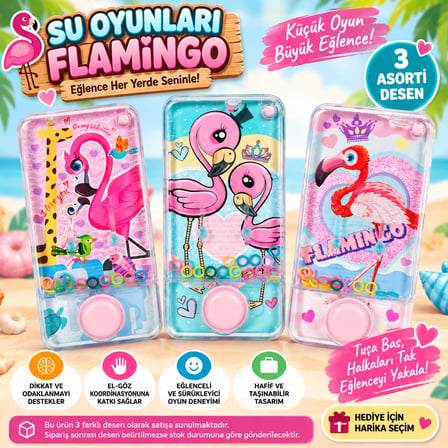 Su Oyunu Flamingo Sulu Halka Takma Oyunu 1 Adet Eğlenceli El Göz Koordinasyon Oyuncağı