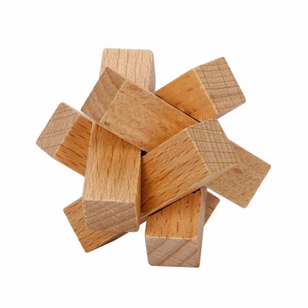 Woody Ahşap Burr Puzzle 3D Zeka Oyunu Çentikli Ahşap Parçalı El Becerisi ve Problem Çözme