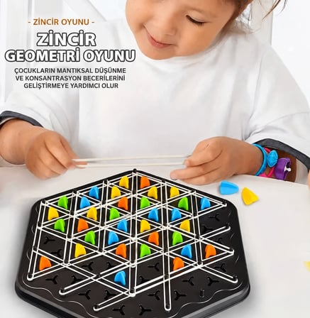 Triggle Zincir Geometri Strateji Oyunu – Üçgen Tamamlama, Dikkat ve Mantık Geliştirici Masa Oyunu