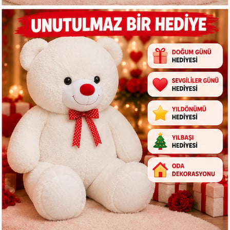 150 CM Dev Peluş Ayıcık Büyük Boy Sarılmalık Teddy Bear Yumuşak Sevimli Ayı Özel Gün Hediyesi