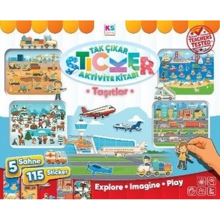 Sticker Book Vehicles Taşıtlar Aktivite Kitabı 5 Sahne 115 Sticker Çocuklar İçin  Çıkartma Kitabı