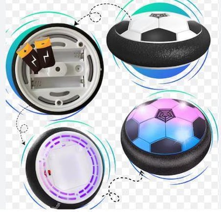 Işıklı Hoverball Futbol Topu – Hava Yastıklı Kayar Top, Yumuşak Kenarlı İç Mekan Oyuncağı, 6+ Yaş