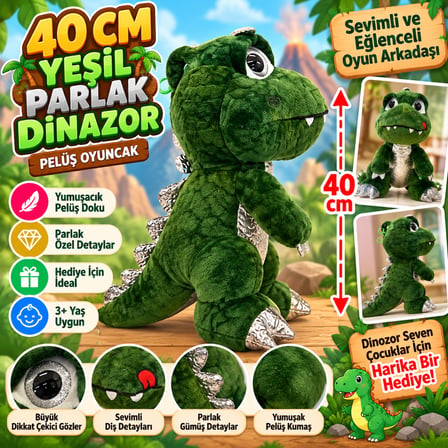40 CM Parlak Dinozor Peluş Oyuncak Sevimli Yumuşak ve Eğlenceli Dinozor