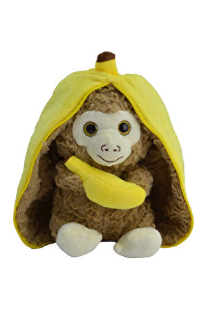 Peluş Maymun Hem Muz Hem Maymun 30 Cm
