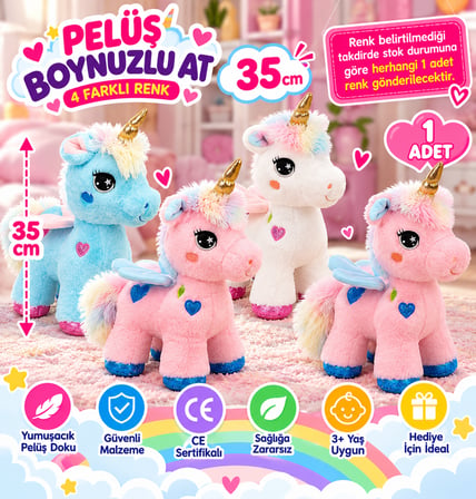 35 CM Dört Ayaklı Peluş Boynuzlu At Unicorn Yumuşak Kanatlı 1 ADET