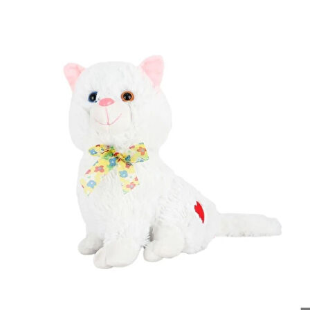 Sesli Peluş Van Kedisi 33 cm Miyavlayan Oyuncak Van Kedisi