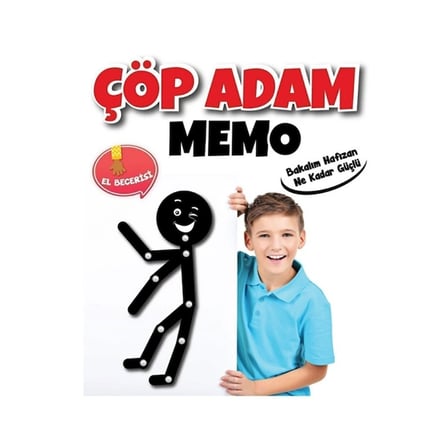 Çöp Adam Memo Kart Oyunu Hafıza Dikkat ve Zeka Geliştirici Eğitici Aile Oyunu 3+ Yaş
