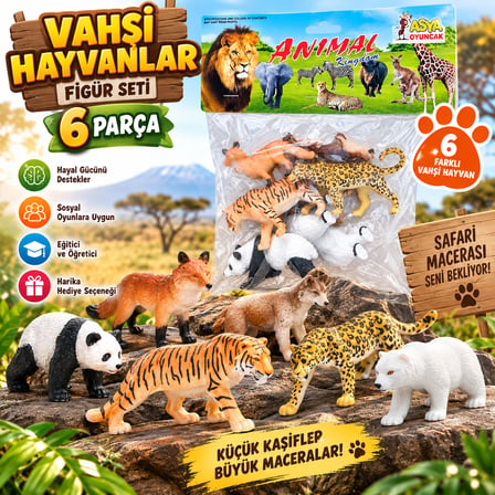 Vahşi Hayvanlar Figür Seti 6 ParçaSafari ve Orman Hayvanları Koleksiyonu Eğitici Oyuncak Seti