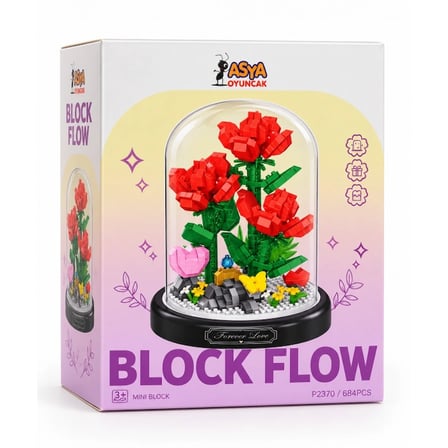 Fanuslu Çiçek Bricks 684 Parça Mini Blok Yapım Seti – Dekoratif Çiçek