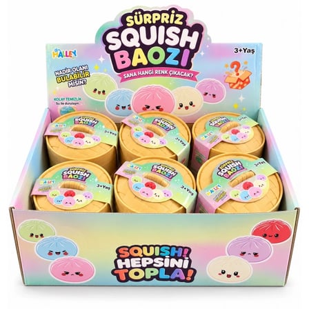 Çin Mantısı Baozi Simli Sürpriz Squishy Kutu Yumuşak Sıkılabilir Sevimli Oyuncak