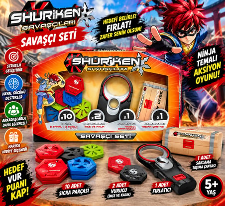 Shuriken Savaşçıları Savaşçı Seti Ninja Temalı Aksiyon ve Strateji Oyuncak Seti Shuriken ve Fırlatıcı Aksesuarları