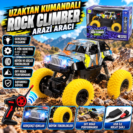 Uzaktan Kumandalı 4x4 Rock Climber Off Road Jeep Büyük Tekerlekli Arazi Aracı