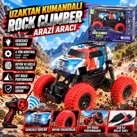 Uzaktan Kumandalı 4x4 Rock Climber Off Road Jeep Büyük Tekerlekli Arazi Aracı