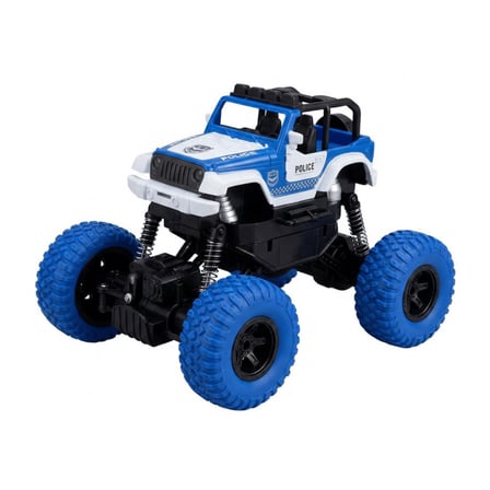 Uzaktan Kumandalı Rock Climber 4x4 Off Road Polis Jeep Büyük Tekerlekli Işıklı Arazi Aracı