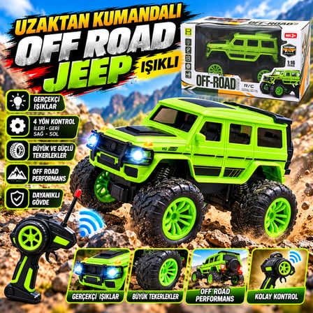 Uzaktan Kumandalı Işıklı Off Road Jeep 4 Yön Kontrollü Büyük Tekerlekli RC Araç