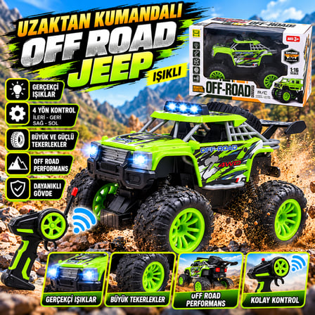 Uzaktan Kumandalı Off Road Işıklı Jeep 4 Yön Kontrollü Büyük Tekerlekli RC Araç
