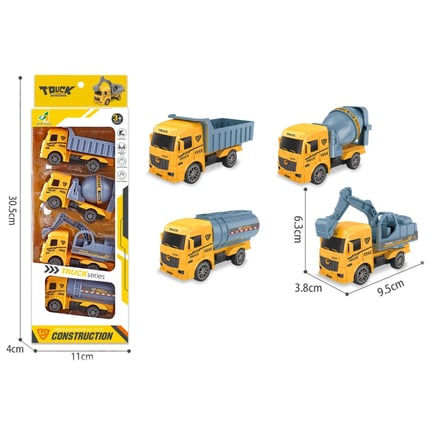 12'li Mini Kamyon, İtfaiye ve Temizlik Araçları Seti – 9 cm Geri Çek Bırak Oyuncak İş Makineleri