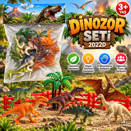 Oyuncak Dinozor Seti Dinozor Figürleri ve Ağaç Aksesuarları