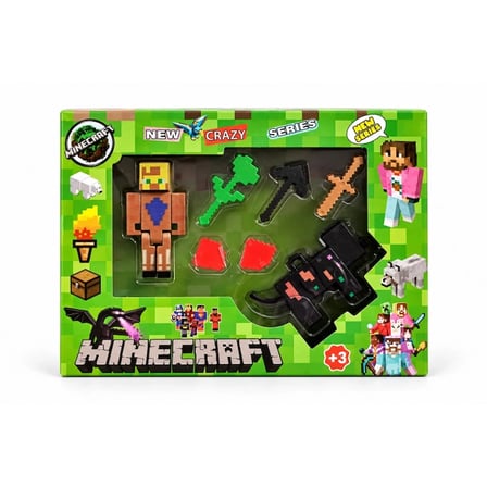 Minecraft Temalı Köpek Figürlü Oyuncak Seti Stantlı Karakter ve Aksesuarlar 3+ Yaş