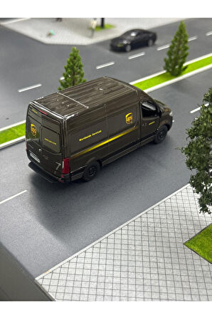 Çek Bırak Diecast Model Araba 10 cm - Mercedes Sprinter Kargo Arabası Ups Metal Açılabilir Kapılı