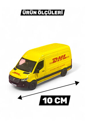 Çek Bırak Diecast Model Araba 10 cm - Mercedes Sprinter Kargo Arabası DHL Metal Açılabilir Kapılı