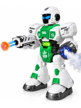 Uzaktan Kumandalı Akıllı Robot – Vantuz ve Su Topu Atabilen Sesli Işıklı Robot Oyuncak
