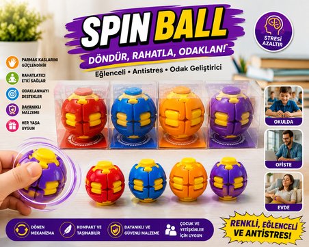 Spin Ball Fidget Oyuncak 1 Adet Dönen Stres Topu Parmak Egzersiz ve Dikkat Geliştirici El Oyuncağı