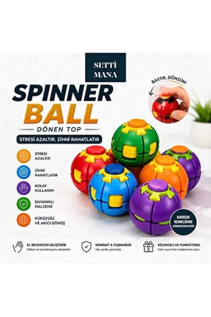 Spin Ball Fidget Oyuncak 1 Adet Dönen Stres Topu Parmak Egzersiz ve Dikkat Geliştirici El Oyuncağı
