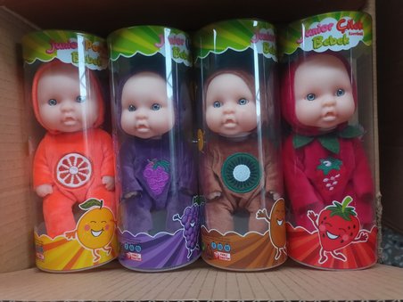 Junior Bebiş Meyve Kostümlü Et Bebek 4'lü Set Sevimli Meyve Temalı Mini Oyuncak Bebekler