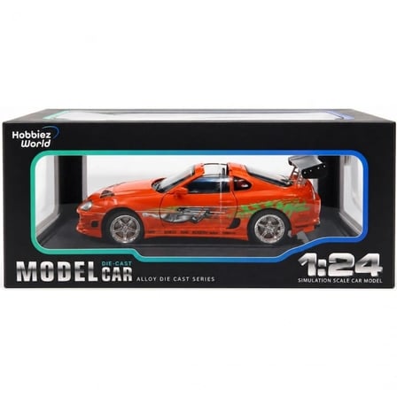 1:24 Toyota Supra MK4 Metal Model Araba Turuncu Detaylı JDM Yarış Aracı