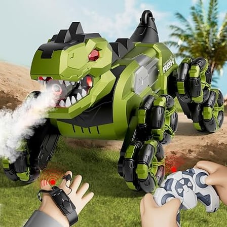 Uzaktan Kumandalı Dinozor T-Rex RC Araba – 8 Tekerlekli Akrobatik, 360° Dönen, LED Işıklı, Sprey ve Müzikli