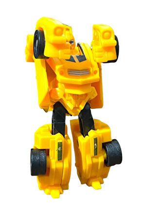 SUPER Warrior Mini Plastik Gövdeli Dönüşebilen Robot Araba 7.5 CM SARI